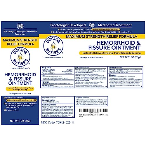 Doctor Butler’s Hemorrhoid & Fissure Ointment – Hemorrhoid Treatment With Phenylephrine Hci And Lidocaine For Fast Acting Relief Of Pain, Swelling, Discomfort, And Itching In One Hemorrhoid Cream (1 Oz.) #TOP5