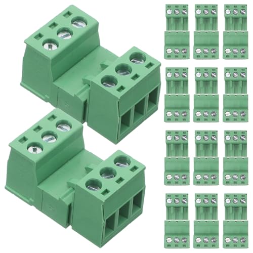 Bornier de câblage plug-in vert 20 pièces pour bloc de jonction de terre en plastique