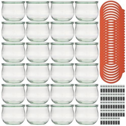 Flaschenland - 24x WECK Tulpengläser 580 ml inkl. Glasdeckel,...