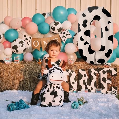Image of 40 Inch Cow Print Balloon, Number 0 Balloons for 10th Birthday Decoration, Large Cow Number Balloons for Western Party & Baby Shower Animal Theme Party Decor