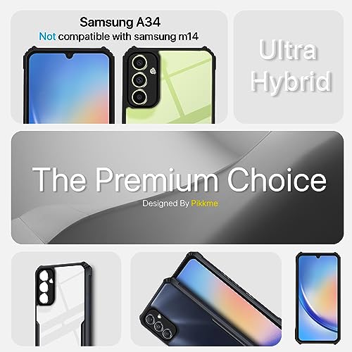 Image of Pikkme Samsung Galaxy A34 5G Back Cover | Crystal Clear Transparent Back | Ultra Hyrbid | Full Camera Protection | Raised Edge | Bumper Back Case for Samsung Galaxy A34 5G (TPU, Black)