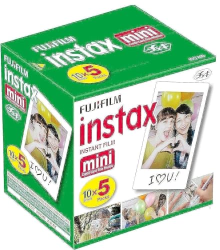 Fujifilm Instax Mini Instant Film, 10 Sheets×5 Pack(Total 50 Shoots)