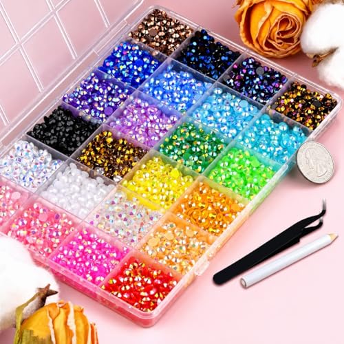 Image of 24000Pcs Jelly Rhinestones Bedazzling Kit, Multicolor 3mm Flatback Resin Bedazzler Gems with 3Pcs 10ml B7000 Jewelry Glue for Bedazzled Thing Diamond Art Book Crafting Nail Art