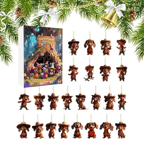 Dachshund Christmas Calendar - 24 Days Dog Ornament Countdown 2025, Decorative | 2D Acrylic Dachshund Charm, Holiday Home Tree Wall Window Door Car Mirror Decoration for Adults Kids - Image 8