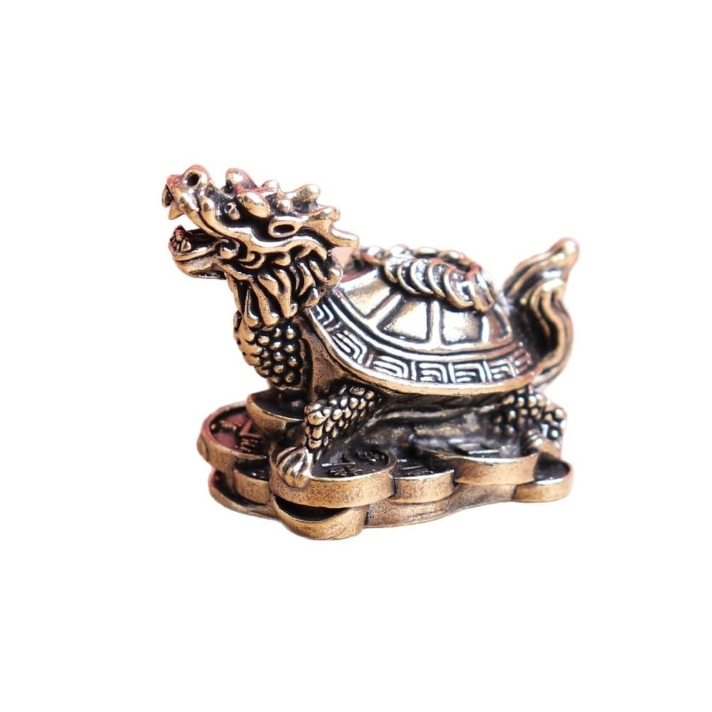 Huffa Brass Pure Money-Stepping Dragon Turtle Tea Pet Feng Shui Ornament