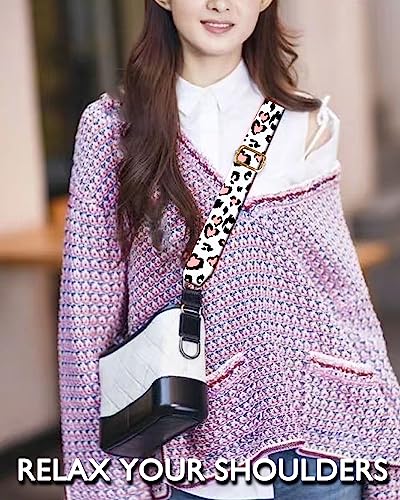Image of Wide Purse Strap Replacement Crossbody Handbag Shoulder Strap Adjustable Bag Straps Replacement (Cute Leopard Hearts)