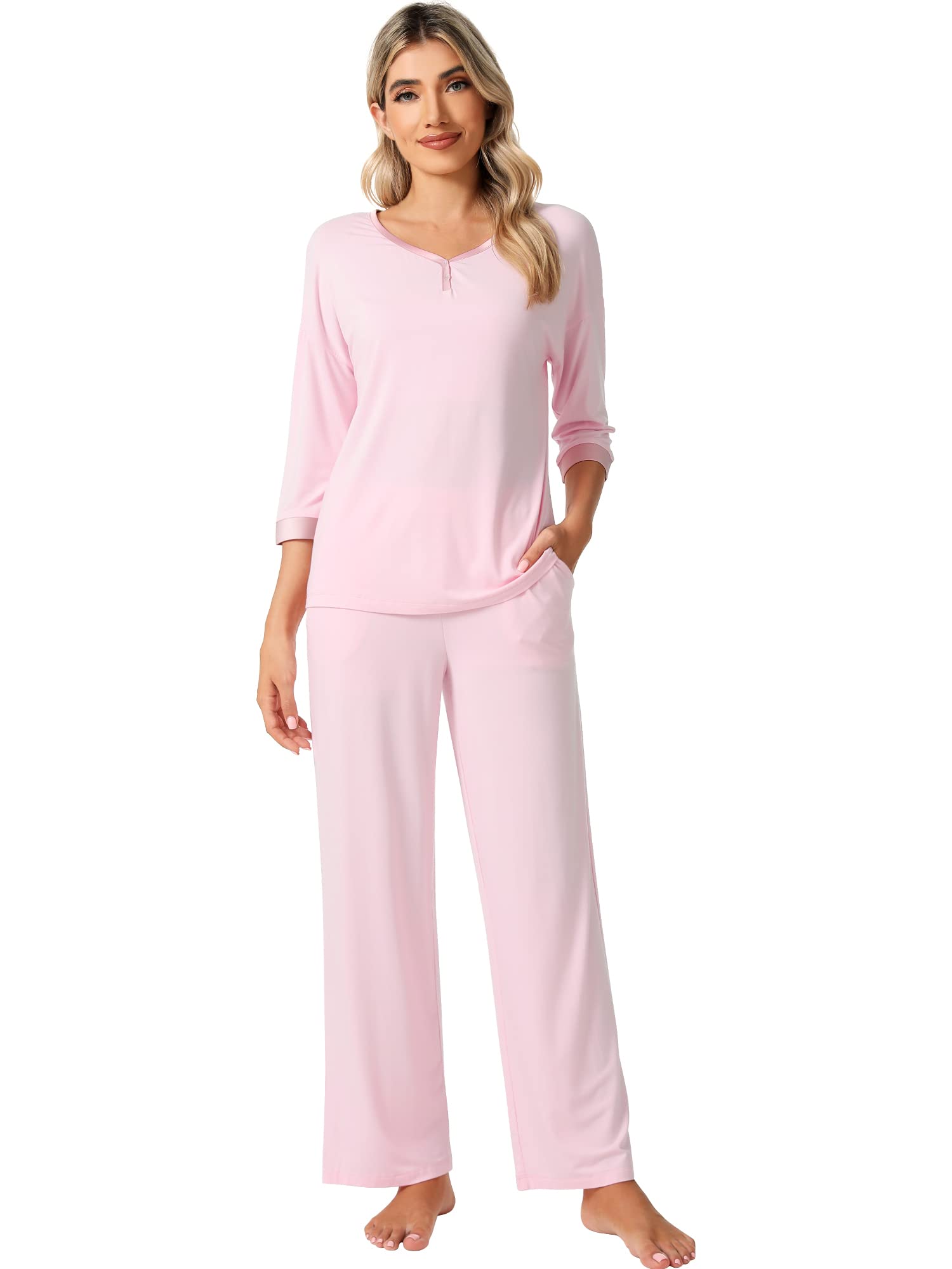 WiWi 3/4 Sleeve Bamboo Viscose Plus Size Set