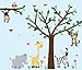 Safari Pride Jungle Tree Wall Decals, Jungle Stickers with Green Leaves and Vinyl Tree