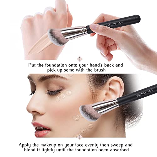 ENERGY Large-sloped Foundation Brush, Blending Brush, Blush Brush for Liquid Makeup, Cream, Powder Foundation - 170s (Gift for Her, Gift for Woman) - Image 4