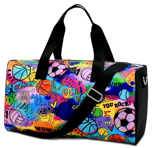 iscream + Corey Paige Designs 117.25" x 10" Duffle Bag with Quitled Nylon Exterior, Double Handles and Removable Adjustable Shoulder Strap for Travel and Sport - Sporty Girl3