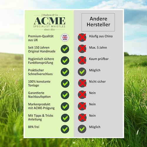 ACME Hundepfeife No. 210,5 + GRATIS Pfeifenband - Das Original aus England - laut und weitreichend (Forest Green)