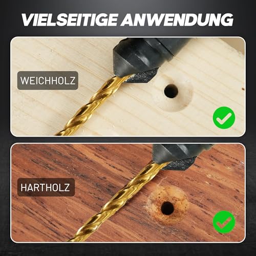 EZARC Senkbohrer Holz, 12 tlg Senker Bohrer Set für Holzbearbeitung, #4, #6, #8, #10, #12, Magnetischer Verlängerter Bithalter mit Aufbewahrungsbox