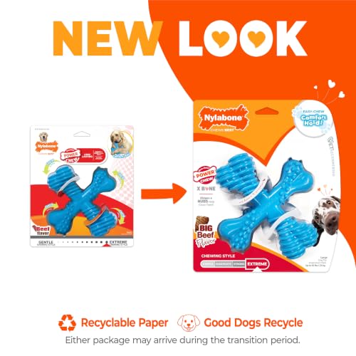 Image of Nylabone Power Chew Comfort Hold X Bone Dog Chew Toy, Beef Flavor, Large