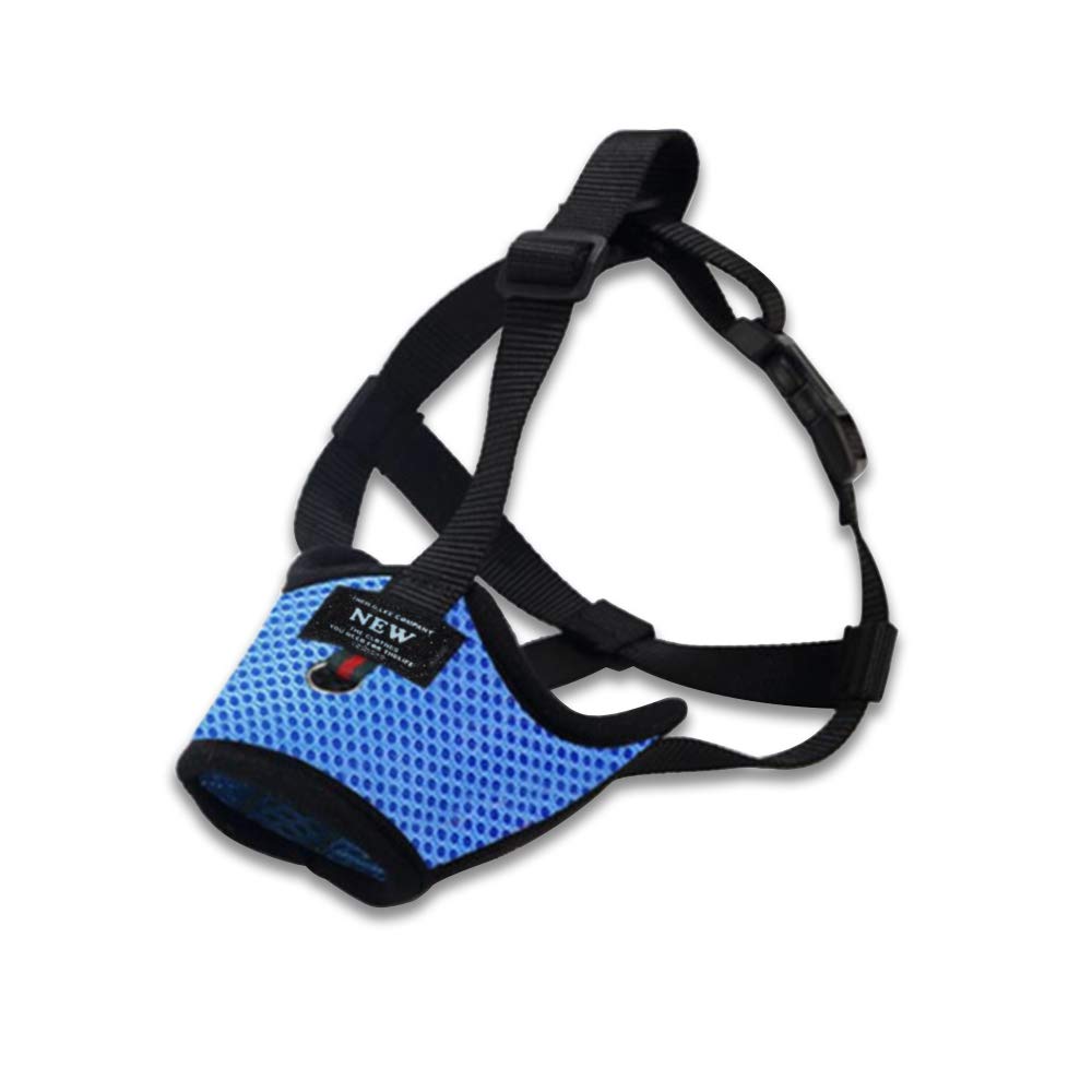 Andiker Soft Dog Muzzles Not Falling Off, Mesh Mouth Cover to Prevent Biting Barking and Accidental Eating with Adjustable Loop for Small, Medium, Large Dogs (S, blue)