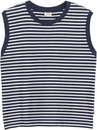 Levi’s Femme Débardeur Boxy en Coton, Basic, Bleu (Emmi Stripe Peacoat), L – vue 5