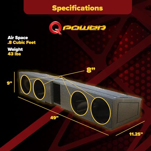image for QPower 8 Inch Quad Port Car Subwoofer Speaker Enclosure Box with Bed L