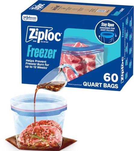 Ziploc Quart Freezer Bags, Food Storage, Stand-Up...