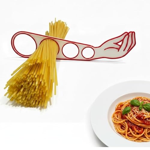 Italian Gesture Spaghetti Measure 3-Piece Set (Black, Red, Green) - 4-Serving Pasta Portion Tools for Kitchen, Fun & Practical Food Measuring Gadgets