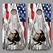 Lets Print Big Bald Multiple Eagle Combo on Wood Grain American Flag Cornhole Decal Wrap