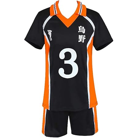 Amazon ハイキュー コスプレ ユニフォーム 衣装 烏野高校排球部 ジャージ 2点セット 東峰旭 あずまね あさひ 3号 Tシャツ ショーツ スポーツウェア 人気アニメ 漫画 キャラクター コスチューム Cosplay イベント 学園祭 文化祭 コスプレ 仮装 通販