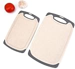 FLYINGSEA Conseil de coupe,Conseils de coupe pour la cuisine,Planches de coupe Anti-Skid Eco-Wheat Planche de coupe (3 Pcs), lave-vaisselle sans danger (brun clair)