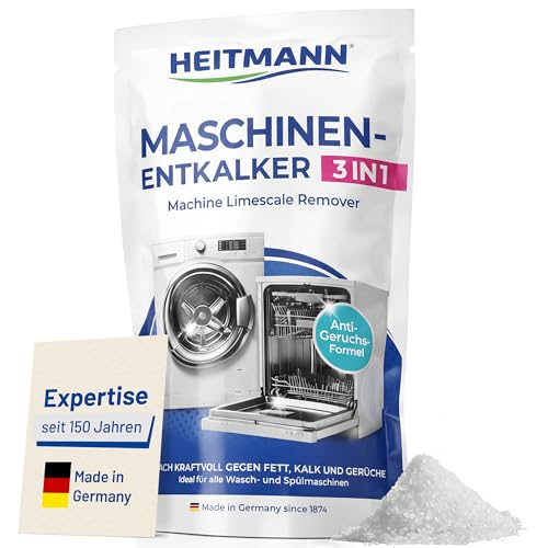 HEITMANN Maschinen-Entkalker 3in1 175 g | Entfernt Kalk Schmutz & Gerüche | Maschinenreiniger geeignet für Waschmaschine & Spülmaschine | Schont Dichtungen & Heizstäbe | Entkalker mit Zitronensäure