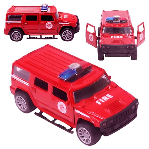 Image of Toy Cloud Hummer Fire Brigade Car 1:32 Scale Die-Cast Metal Toy with Opening Doors and Pull Back Action Realistic Toy Car