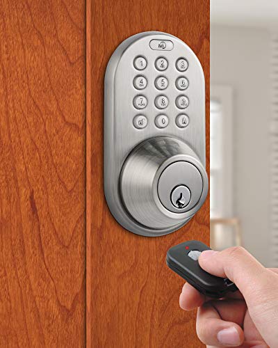 MiLocks XF-02SN Digital Deadbolt Door Lock with Keyless Entry via Remote Control and Keypad Code for Exterior Doors