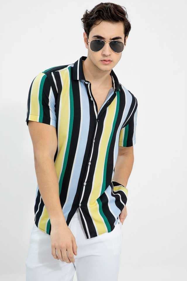 Image of Polly Cotton Solid Half Sleeve Shirt for Men
