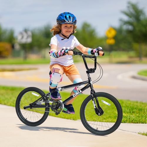 BMX Style 20 Inch Kids Bike for Boys/Girls Bicycle Ages 7-10 Years Old,1 Speed,Kids Cycle Bikes from Beginner-Level BMX to Advanced Riders with 2 Pegs,Rear Caliper Brakes，Durable Steel Frame，Black