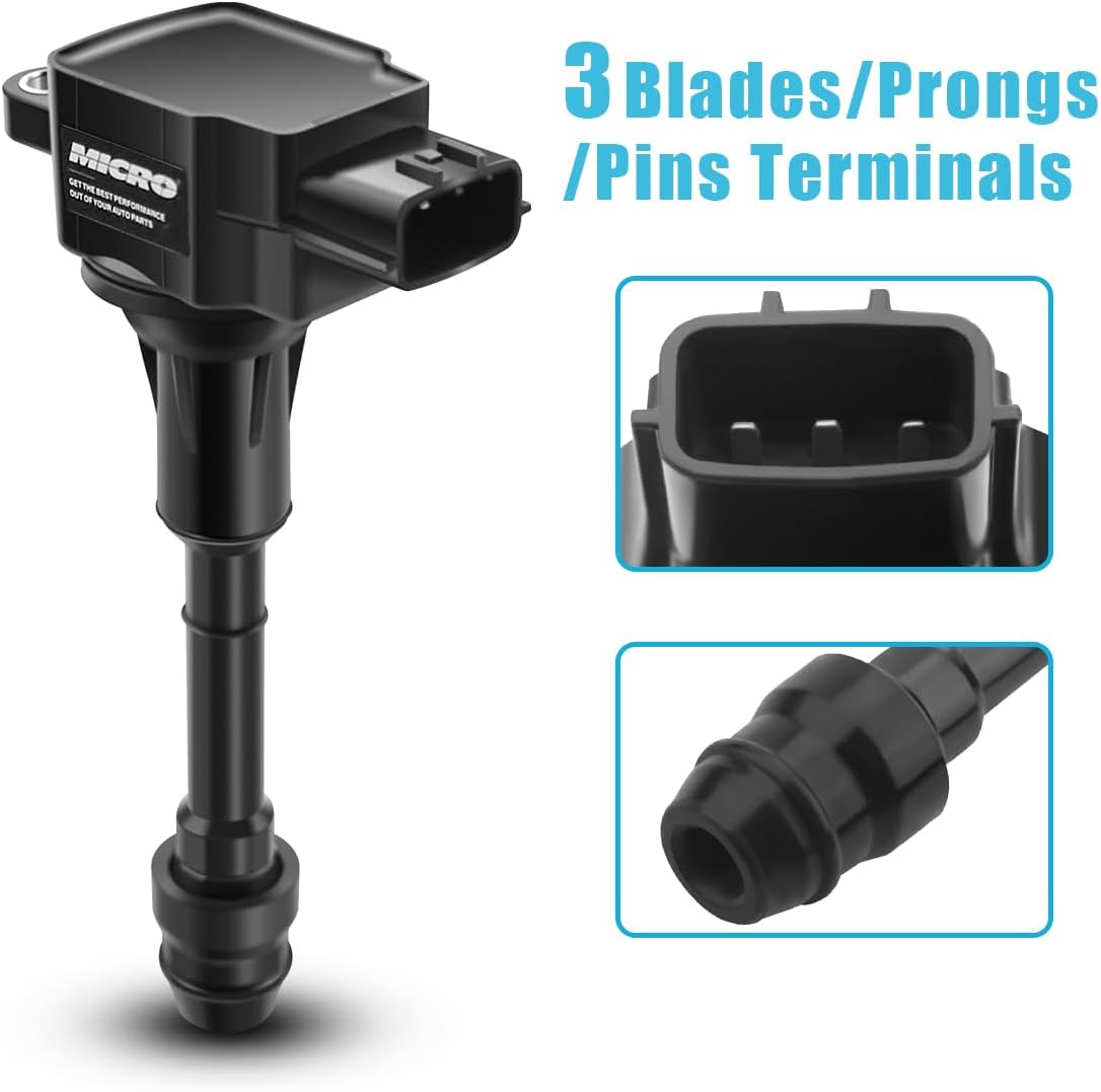 Micro Set of 4 Ignition Coil Pack Compatible with Nissan 2002 2003 2004 2005 2006 2007 2008 Altima Sentra X-Trail 2.5L Replacement for UF350 22448-8H315 22448-8H310 C1398