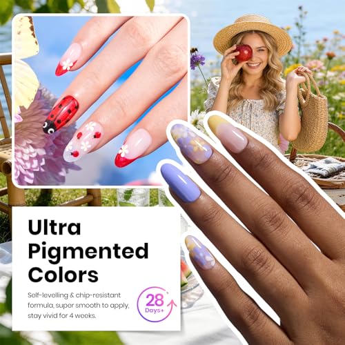 Image of Beetles 36 Colors Gel Nail Polish Set, 42pcs UV Gel Nail Polish Colors Blue Pink Purple Orange Polish Shimmer Glitter Woodland Fairy Collection with Nail Art Rhinestone Spring Gifts for Women Girls