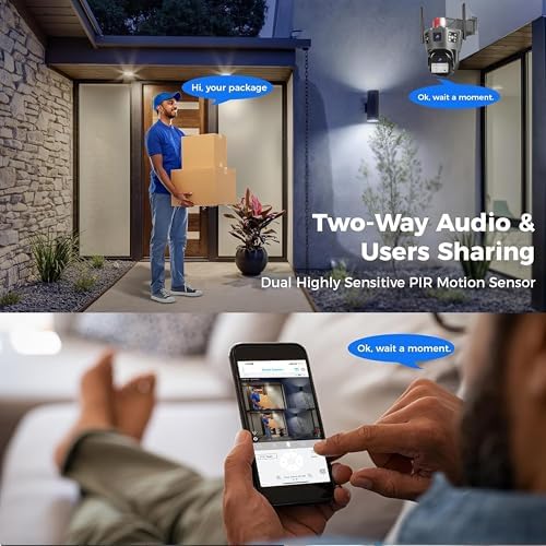 Image of WC16K 3MP HD Dual Lens 4G CCTV Camera for Home Outdoor | Color Night Vision | 355 PTZ | AI Motion Tracking | Two-Way Audio | Waterproof | Phone Push Alarm | Built-in Siren