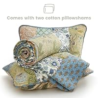 Secgo Queen Comforter Set for Bed - 100% Cotton Quilts Queen Size, Green, Sage Bedspreads (90 * 98 Inch) with 2 Pillow Shams, Patchwork Reversible Lightweight Bedding — image 6