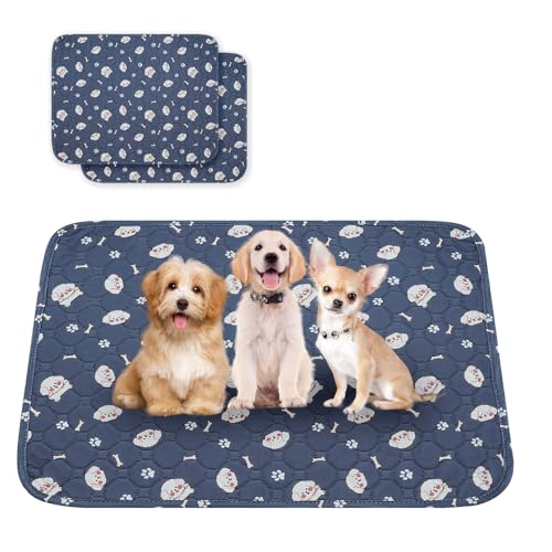 SweetBin Washable Dog Pee Pads, 2-Pack Absorbent Reusable Puppy Pads, Machine Washable, Soft and Non-Slip, Waterproof and Leak-Proof Training Mats, Perfect for Crate, Sofa, Playpen, Bed