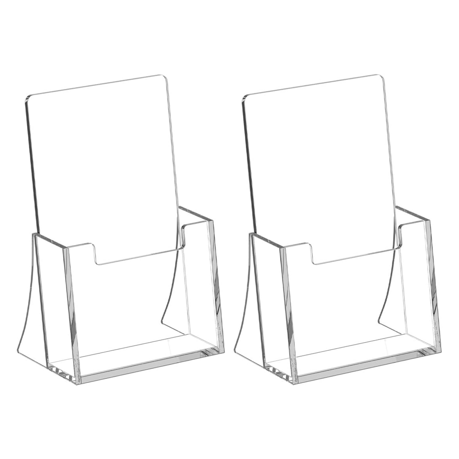 OIENNI 2 Pack A6 Clear Acrylic Leaflet Holders, Thickened Freestanding Brochure Flyer Display Stands for Counters, Offices, Restaurants & Reception Desks