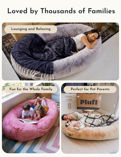 Image of Plufl Original Human Dog Bed for Adults, Washable Memory Foam, Checkered