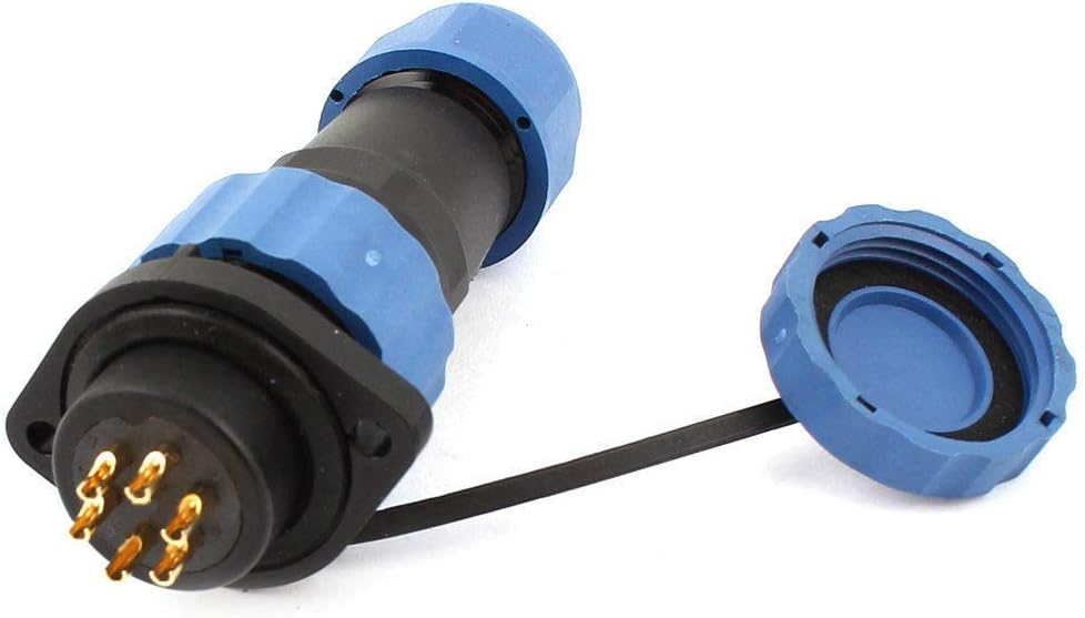 Dustproof Aviation Plug Socket SD13 6 Pin Two Hole Flange Plastic Cable Connector