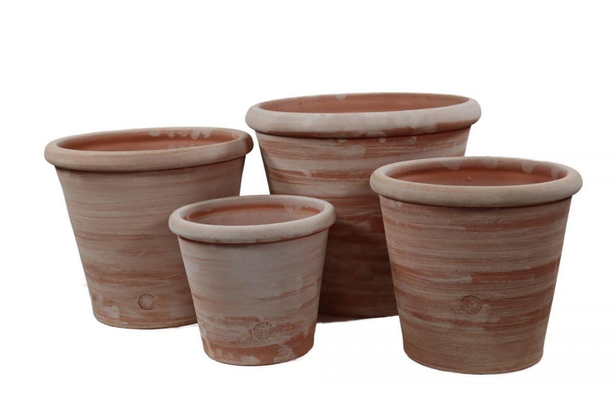 Hirsch Terracotta Vaso Caspo 40 cm Galestro Liscio D esterno 40 cm D interno 36 cm altezza 33 cm superficie 26 cm forma rotonda vaso vaso per erbe aromatiche
