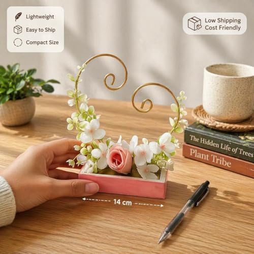 Image of SATYAM KRAFT 1 Pc Handcrafted Heart Design Engagement Ring Holder Platter thali-Ideal for Ring Ceremony, Sagai,shaadi Decor,Marriage, Handmade Decorative Platter for Brides Maid