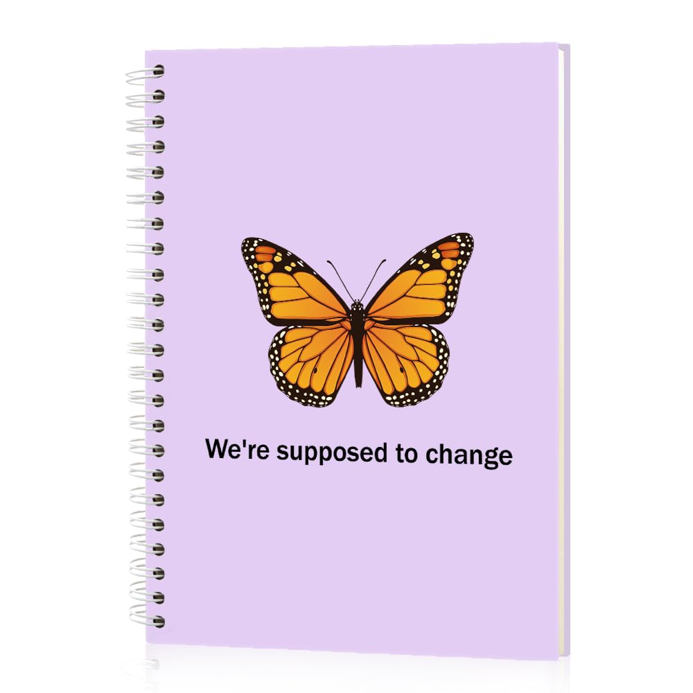 Msticey We're Supposed To Change Spiralnotizbuch, 160 leere Seiten, Hardcover, niedliches Schmetterlings-Notizbuch, Geschenke für Frauen, Kollegen, Freunde, Manager, Schwester, Wertschätzungsgeschenke