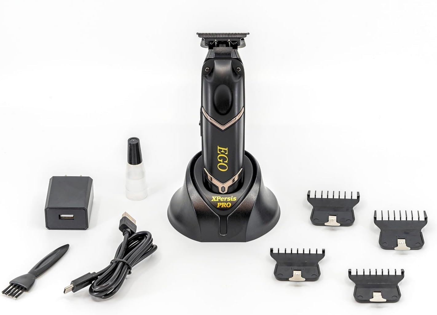 PRO Optimum Hair Clipper for Mens, Barber Cordless Hair Clipper Floating Lever Ergonomic + Cordless Hair Trimmers Ego with Charging Stand for Barbers Brushless and DLC Blade