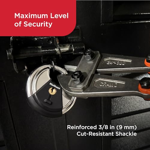 Kwikset Discus Padlock with Boron Carbide Shackle, 2-3/4" Body, 2-Pack | Shrouded Shackle Resists Bolt Cutters and Prying; Keyed Alike Pair for Gates, Sheds and Storage Lockers - image 5
