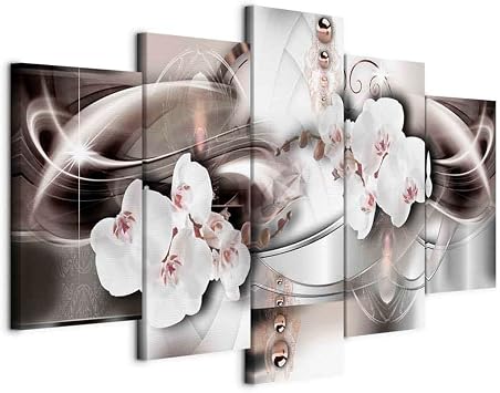artgeist Canvas Wall Art Print Flowers Orchid 80x40 in - 5pcs Home Decor Framed Stretched Picture Photo Painting Artwork Image b-A-0163-b-p
