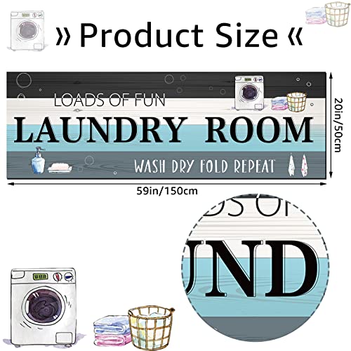 Haull Laundry Room Rug Runner 20 X 59 Inch Laundry Floor Mat Farmhouse Rubber Backed Runner Rugs Washable Nonslip Area Rug With Wood Texture And Sayings For Bathroom Hallway Wash House Entrance Decor #TOP1