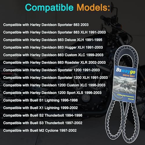 Image of Rear Drive Belt 128T 1-1 /8 inch Aramid Belt 71.26 inch L x 1.18 inch W Compatible with Sportster 883 1200 Hugger XL XLH 1200C 883C 1200S 1991-2003, Replace 40022-91 58-420 1204-0042
