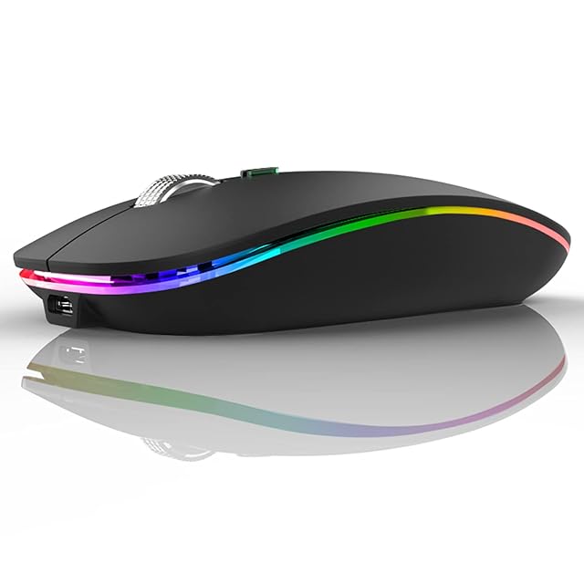 Uiosmuph LED Wireless Mouse G12 Slim Rechargeable Silent Mouse 2 4G Portable USB Optical Computer Mice with USB