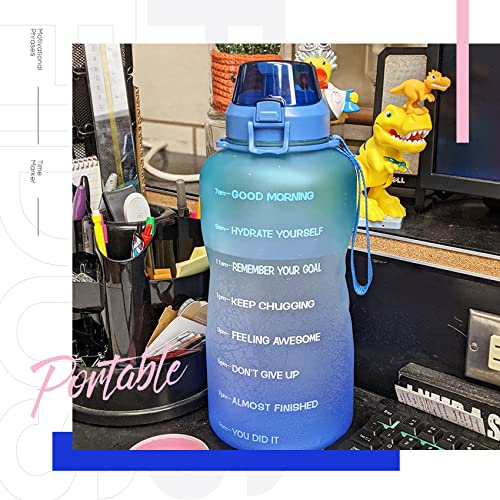 Fidus Large Half Gallon/64oz Motivational Water Bottle with Time Marker & Straw,Leakproof Tritan BPA Free Water Jug,Ensure You Drink Enough Water Daily for Fitness,