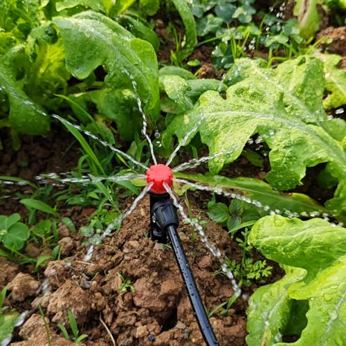 Image of Drip Irrigation Emitters for 1 /4 inch Tubing: 25pcs Drippers with Lock Barbed | Adjustable 360 Degree Water Flow, 5 inch Arrow Stake, Irrigation Drippers for Diy Garden Watering System Kit