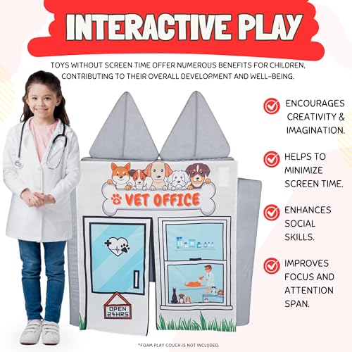 Image of Couch Swag Play Panel for Childrens Foam Sofa Kids Couch (Vet Office)